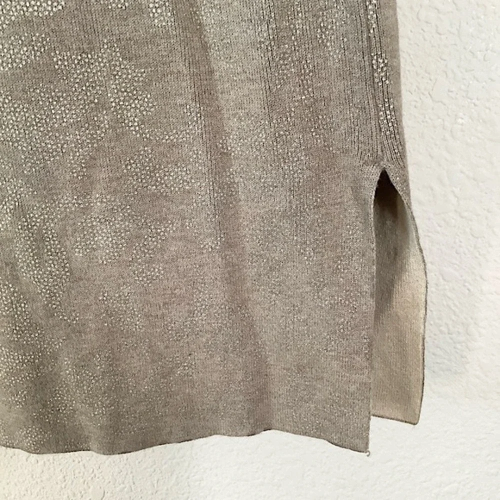 CHICO'S Reversible Open Sweater Vest XL Longer Neutral Floral Travel Work Office